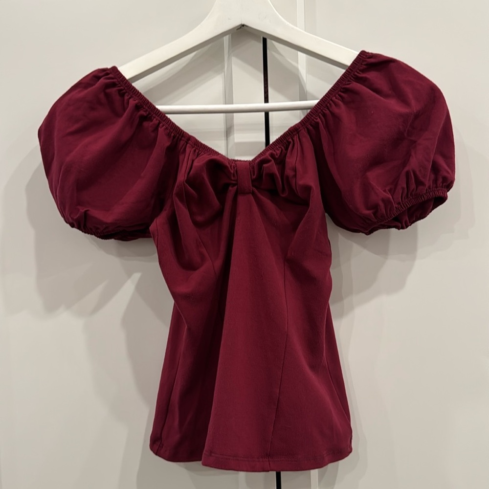POWDER PUFF TOP by VIXEN by Mitcheline Pitt in burgundy